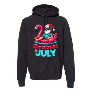 Christmas In July Flamingo Santa Beach Summer Premium Hoodie