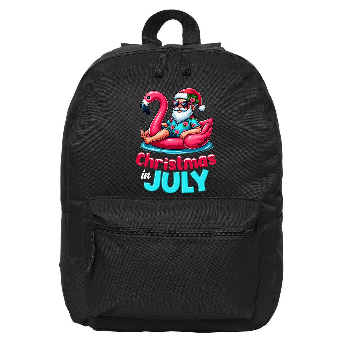 Christmas In July Flamingo Santa Beach Summer 16 in Basic Backpack