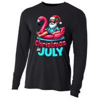 Christmas In July Flamingo Santa Beach Summer Cooling Performance Long Sleeve Crew