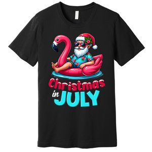 Christmas In July Flamingo Santa Beach Summer Premium T-Shirt