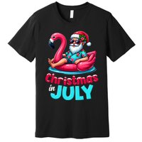 Christmas In July Flamingo Santa Beach Summer Premium T-Shirt