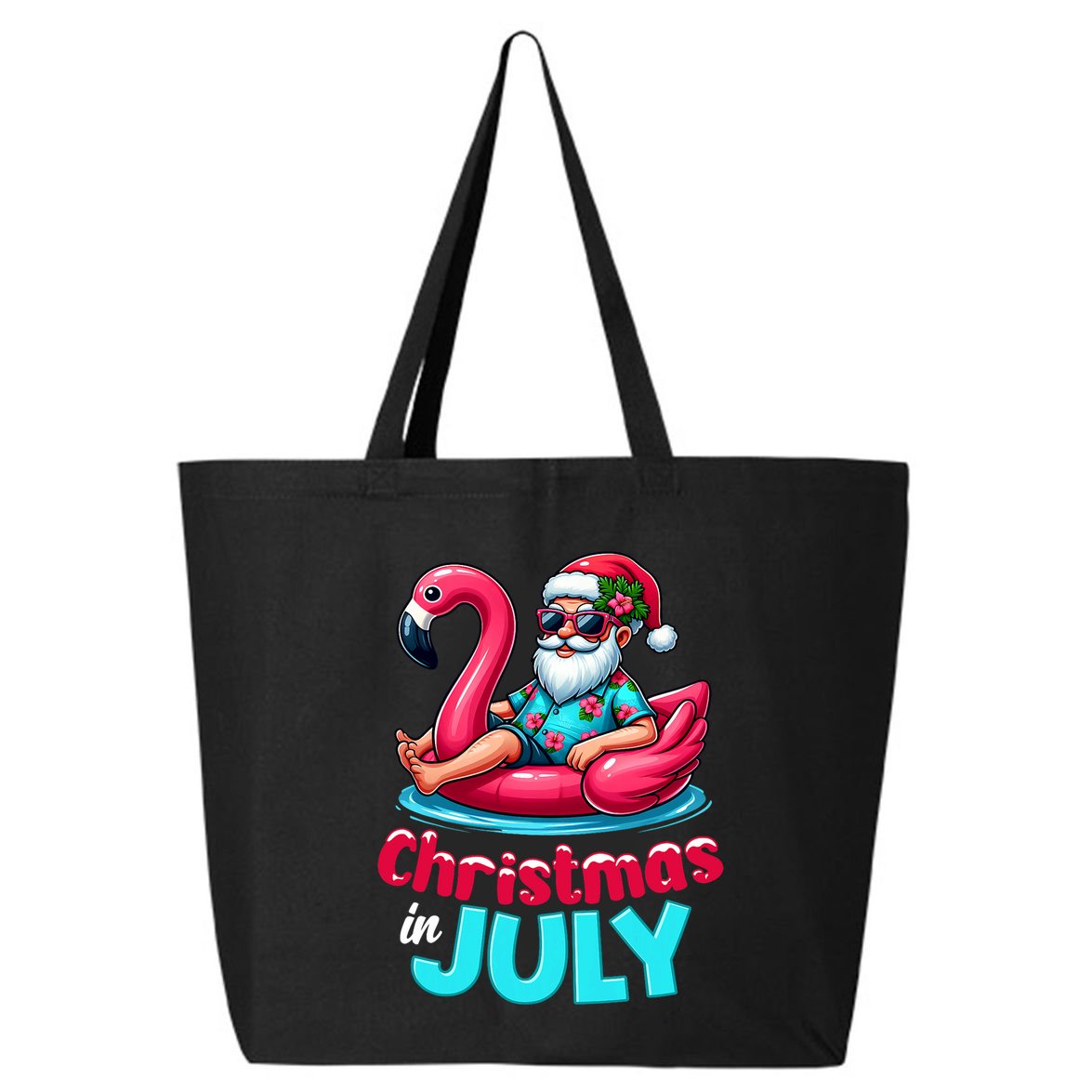 Christmas In July Flamingo Santa Beach Summer 25L Jumbo Tote