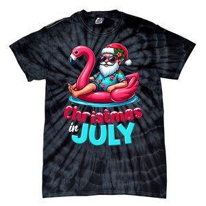 Christmas In July Flamingo Santa Beach Summer Tie-Dye T-Shirt