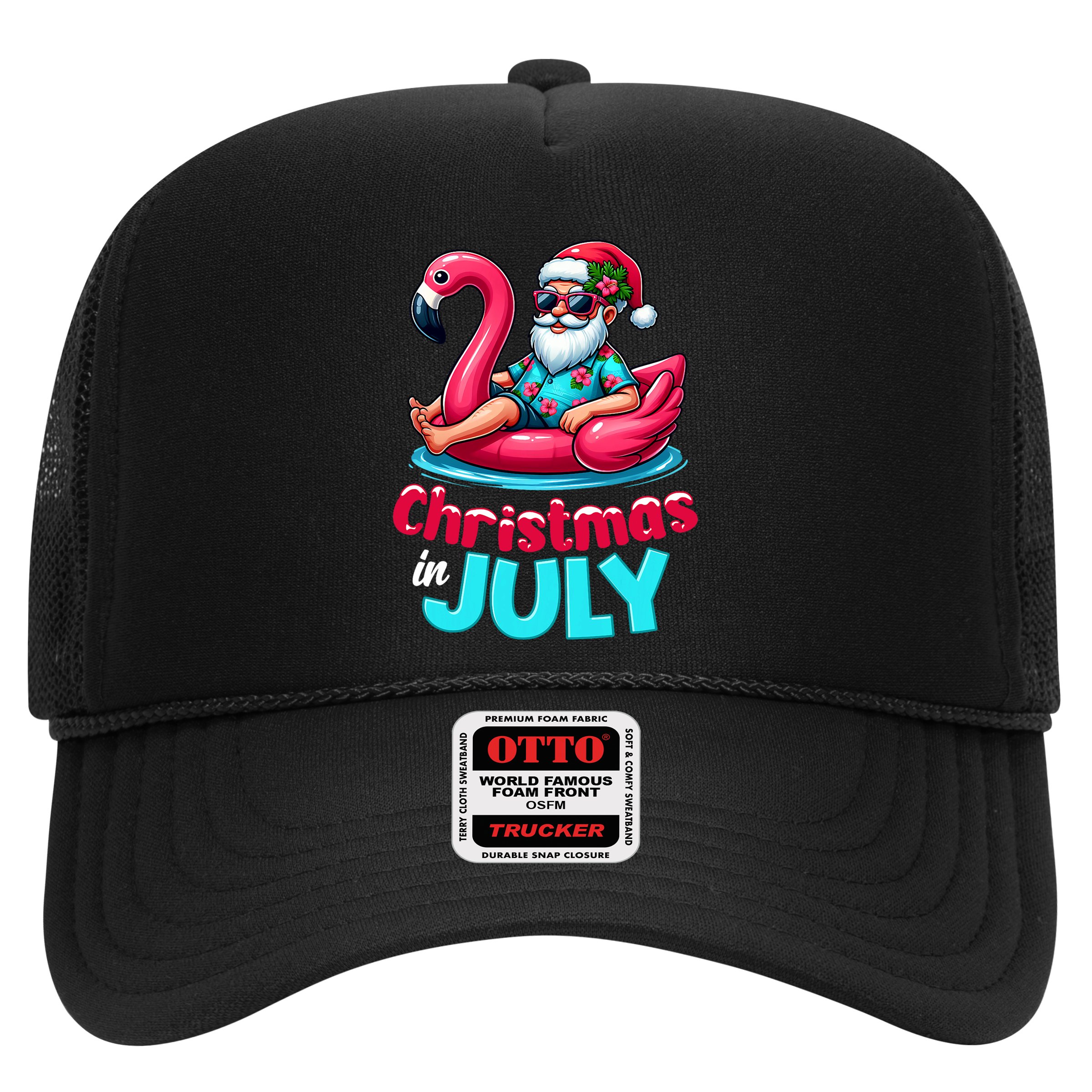 Christmas In July Flamingo Santa Beach Summer Hat