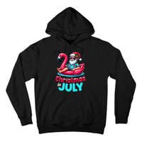 Christmas In July Flamingo Santa Beach Summer Tall Hoodie