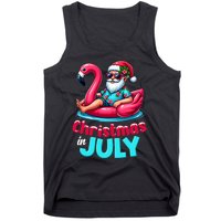 Christmas In July Flamingo Santa Beach Summer Tank Top