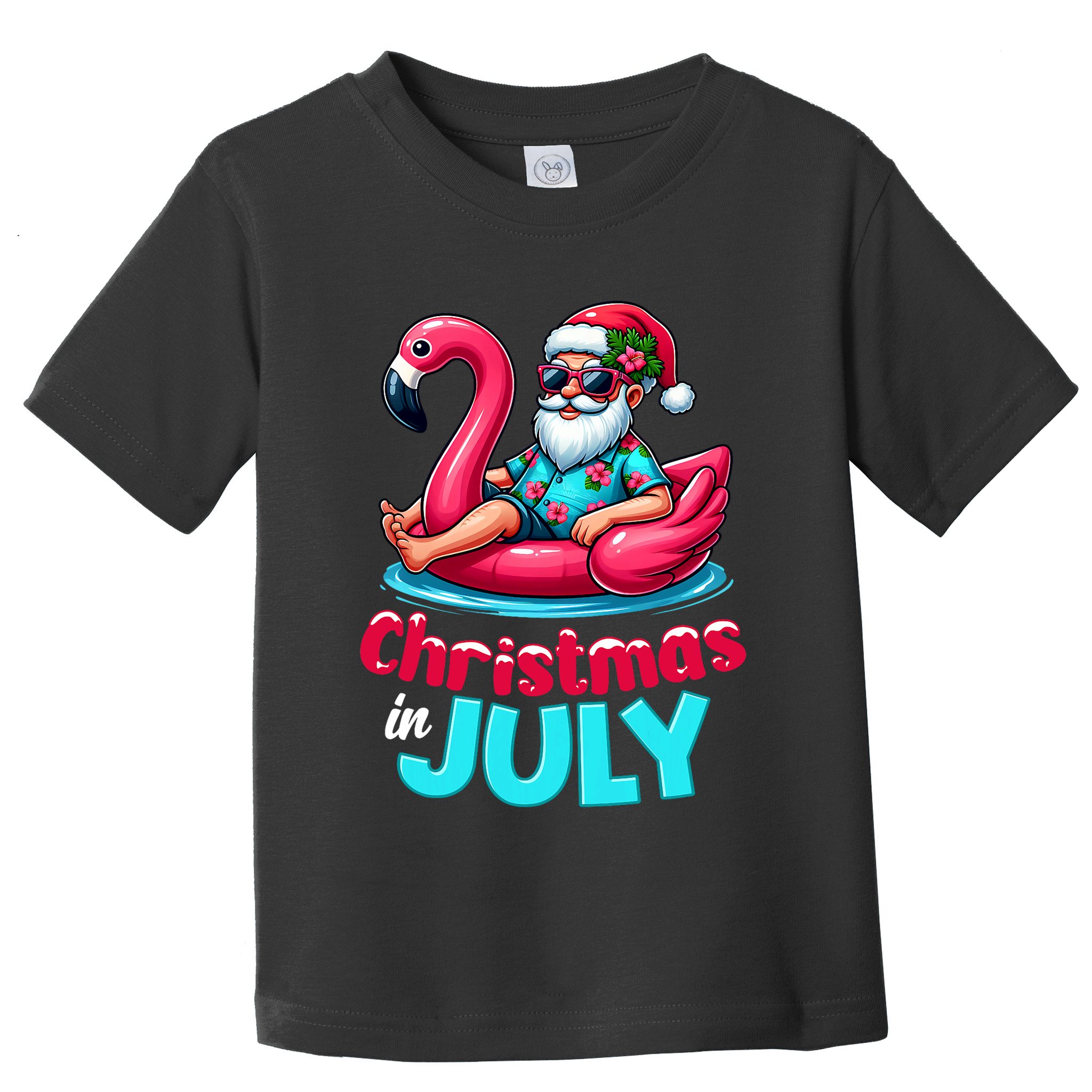 Christmas In July Flamingo Santa Beach Summer Toddler T-Shirt