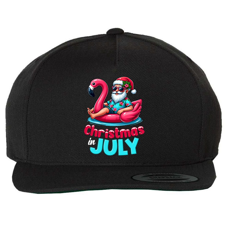 Christmas In July Flamingo Santa Beach Summer Wool Snapback Cap