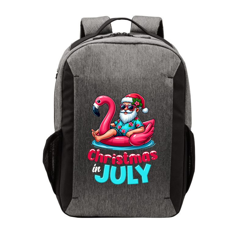 Christmas In July Flamingo Santa Beach Summer Vector Backpack