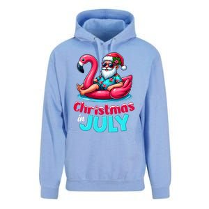 Christmas In July Flamingo Santa Beach Summer Unisex Surf Hoodie