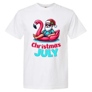 Christmas In July Flamingo Santa Beach Summer Garment-Dyed Heavyweight T-Shirt