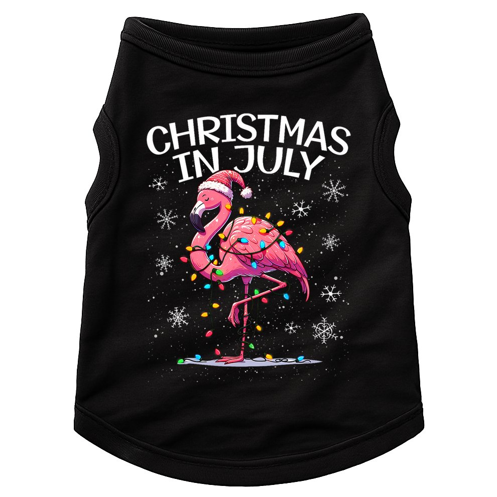 Christmas In July Flamingo Santa Summer Xmas Doggie Tank