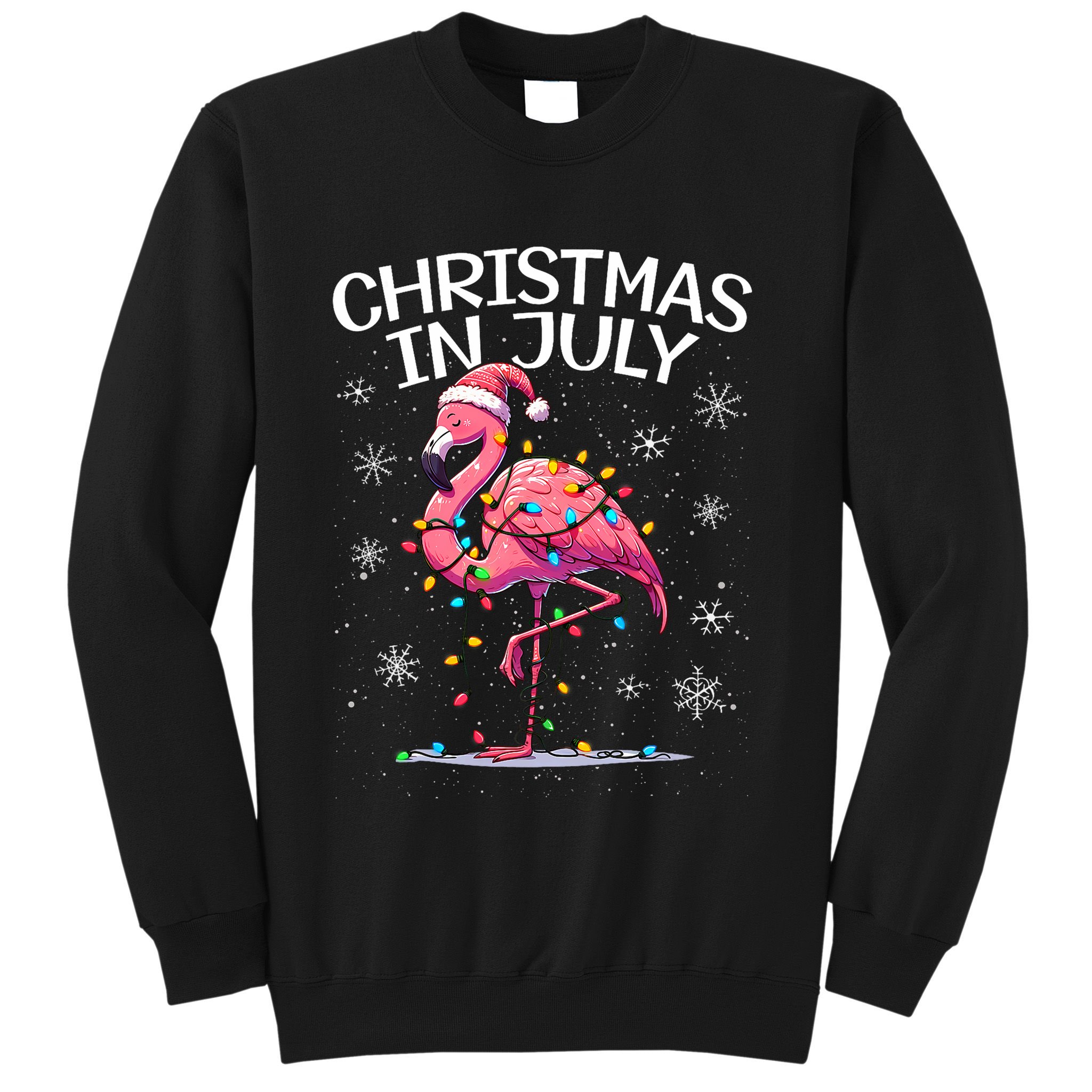 Christmas In July Flamingo Santa Summer Xmas Sweatshirt