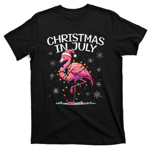 Christmas In July Flamingo Santa Summer Xmas T-Shirt