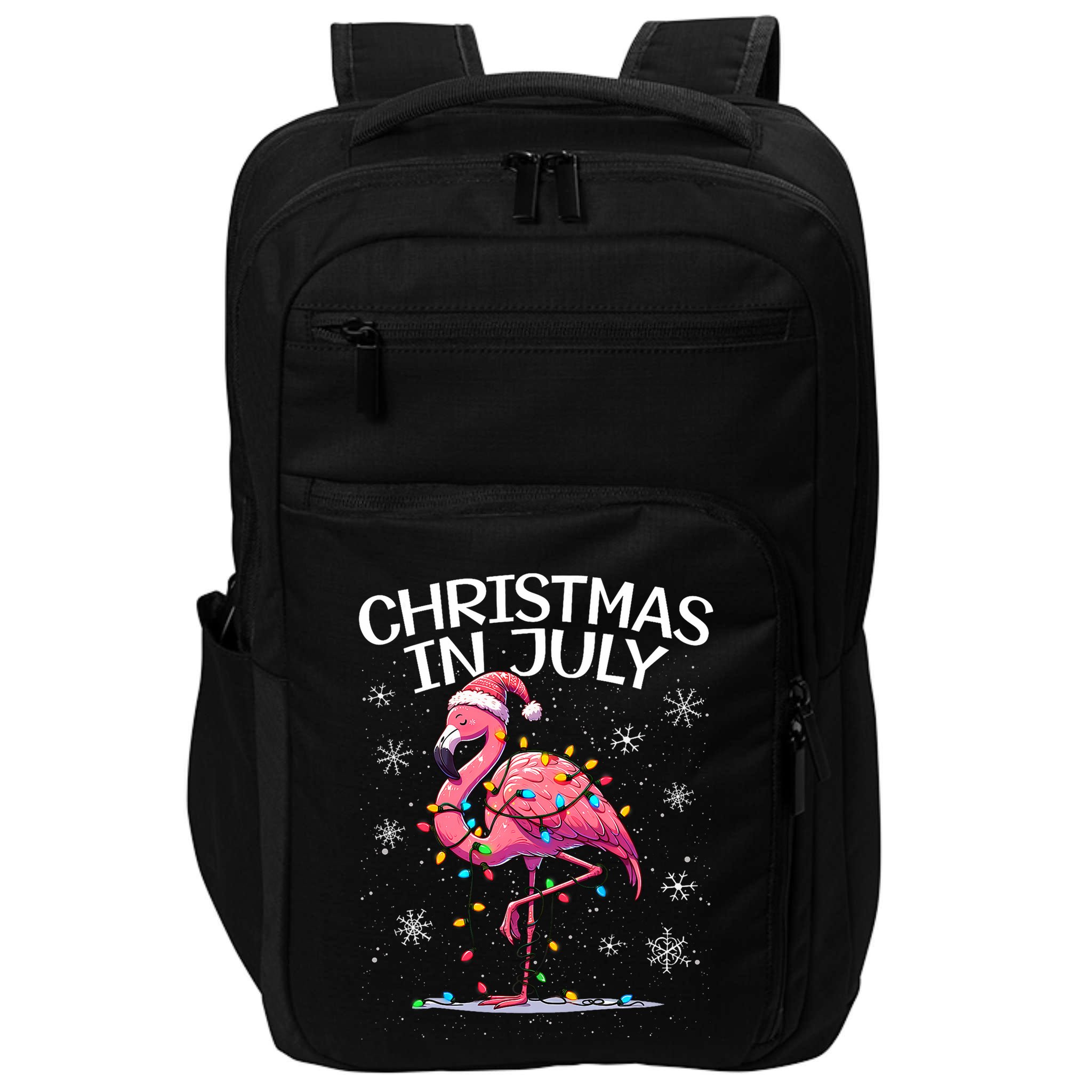 Christmas In July Flamingo Santa Summer Xmas Impact Tech Backpack