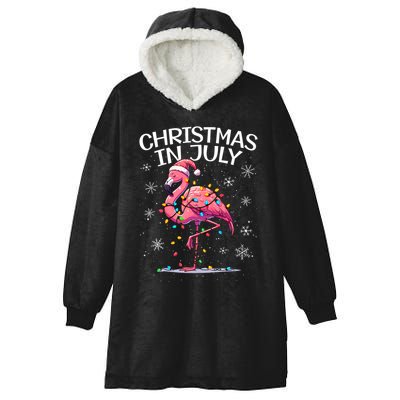 Christmas In July Flamingo Santa Summer Xmas Hooded Wearable Blanket