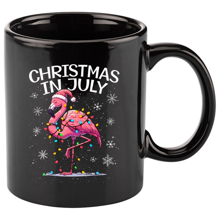 Christmas In July Flamingo Santa Summer Xmas 11oz C Handle Ceramic Mug