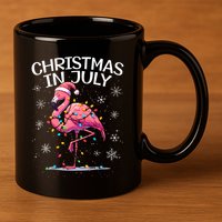 Christmas In July Flamingo Santa Summer Xmas 11oz C Handle Ceramic Mug