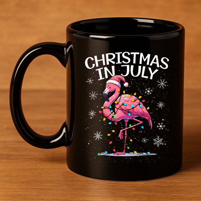 Christmas In July Flamingo Santa Summer Xmas 11oz C Handle Ceramic Mug