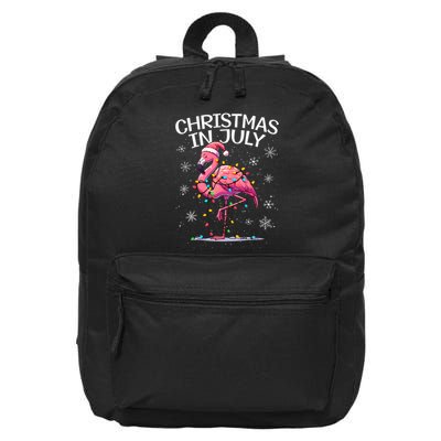 Christmas In July Flamingo Santa Summer Xmas 16 in Basic Backpack