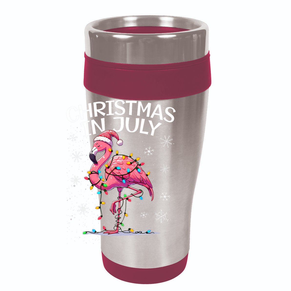 Christmas In July Flamingo Santa Summer Xmas 12oz Stainless Steel Coffee Mug