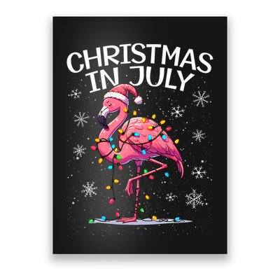 Christmas In July Flamingo Santa Summer Xmas Poster