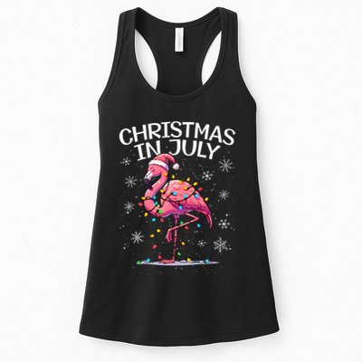 Christmas In July Flamingo Santa Summer Xmas Womens Tank Top