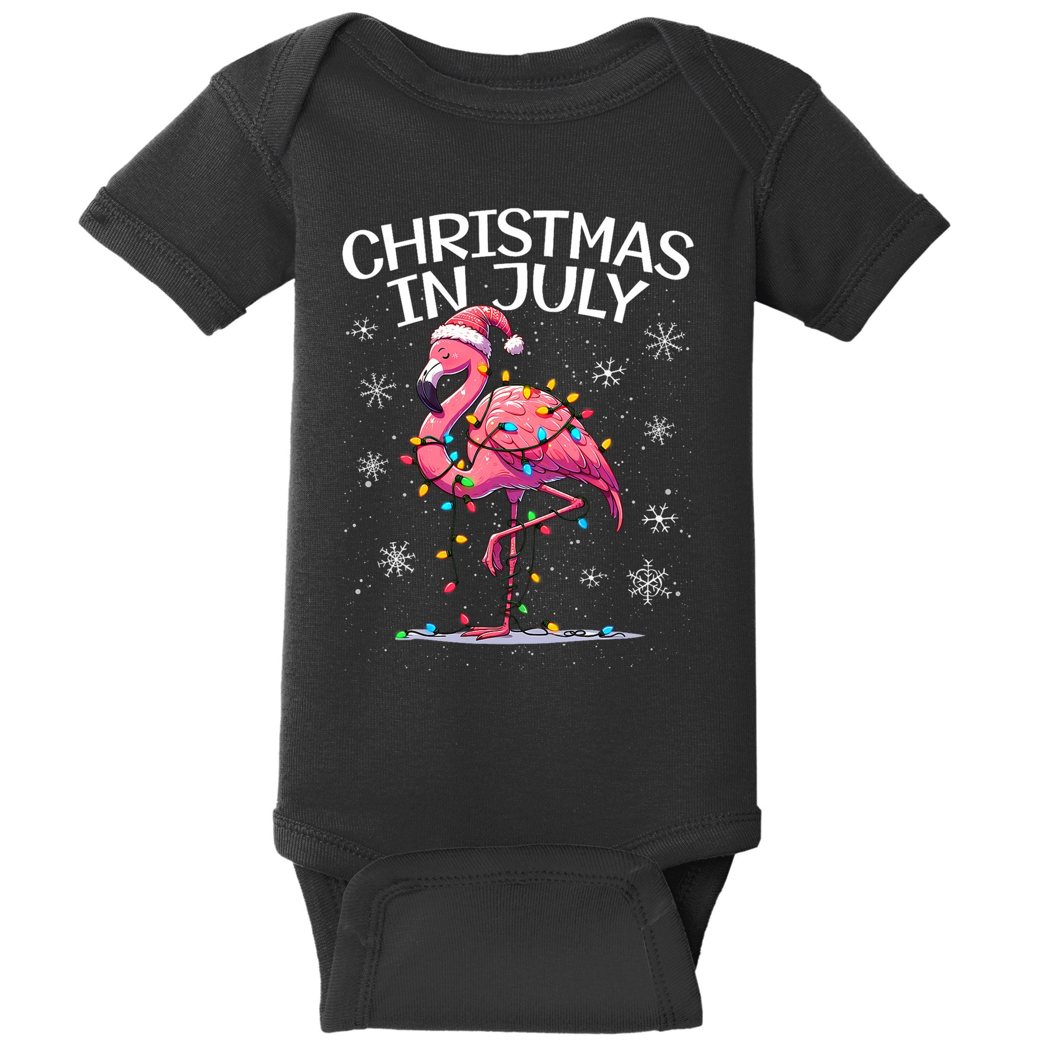 Christmas In July Flamingo Santa Summer Xmas Baby Bodysuit