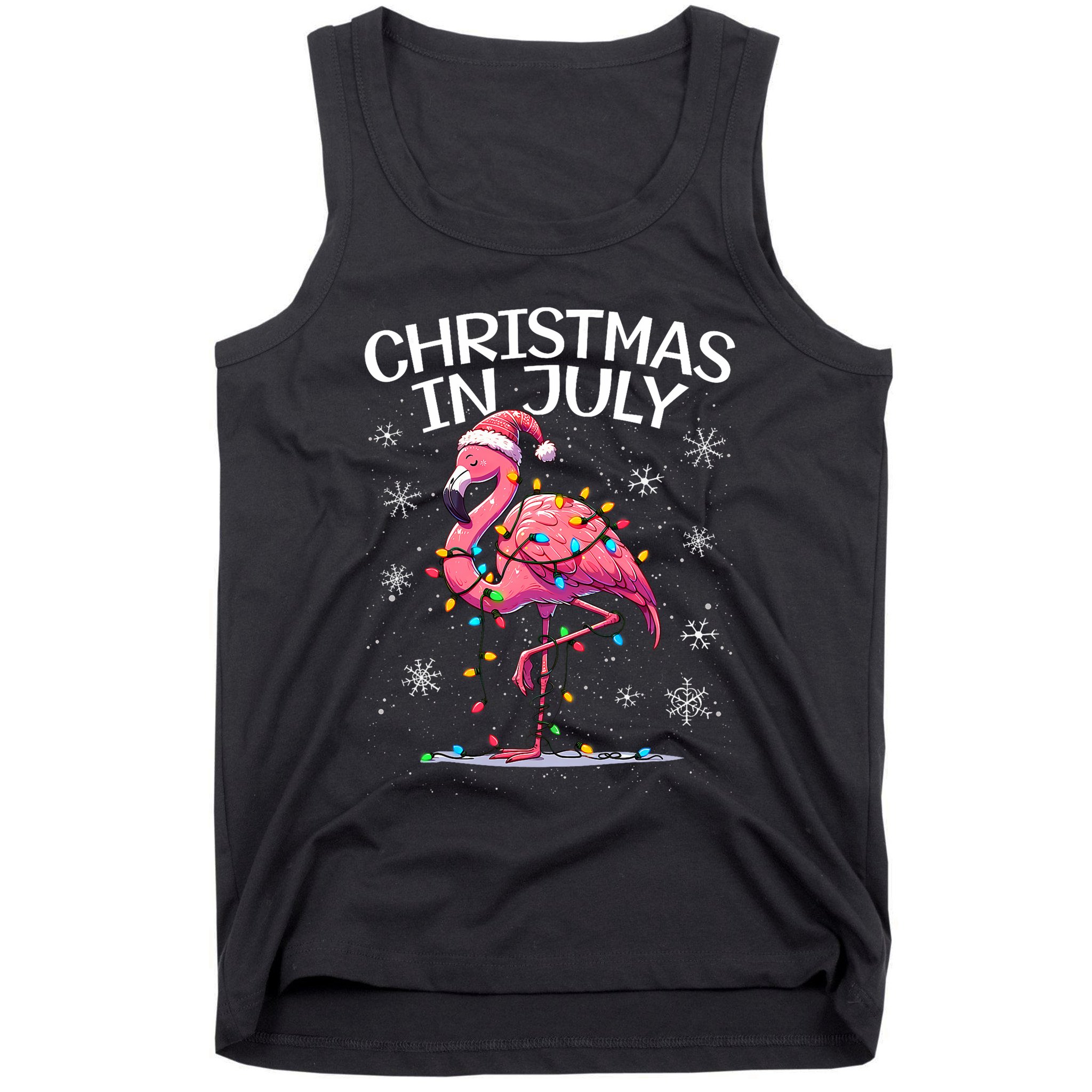 Christmas In July Flamingo Santa Summer Xmas Tank Top