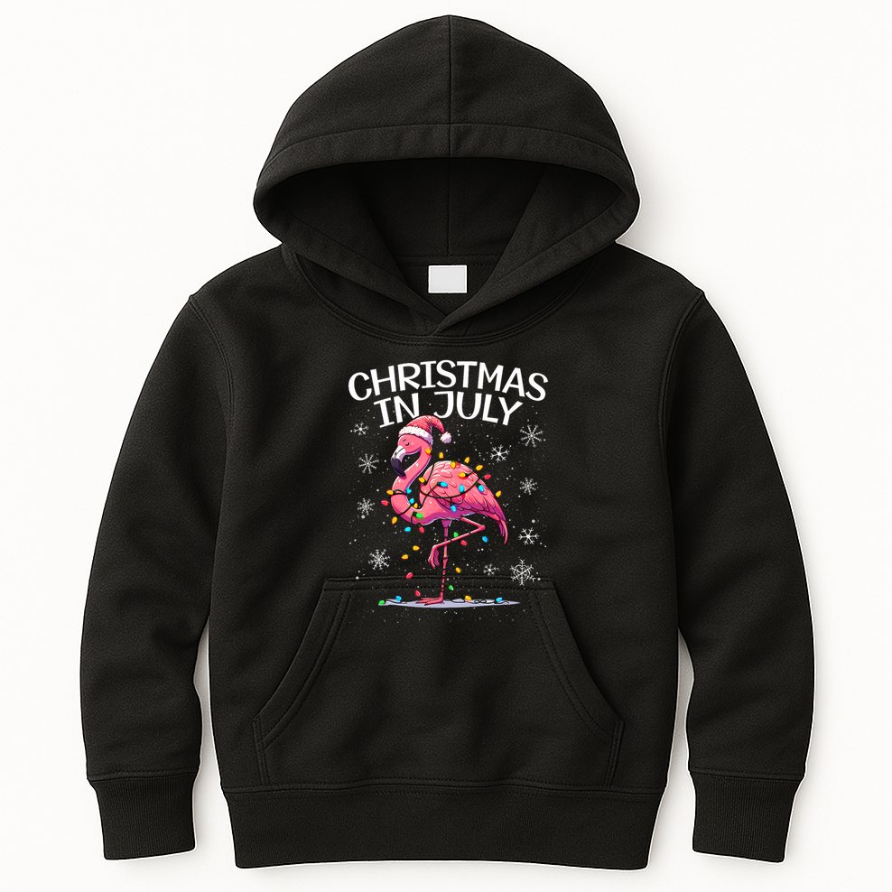 Christmas In July Flamingo Santa Summer Xmas Kids Hoodie