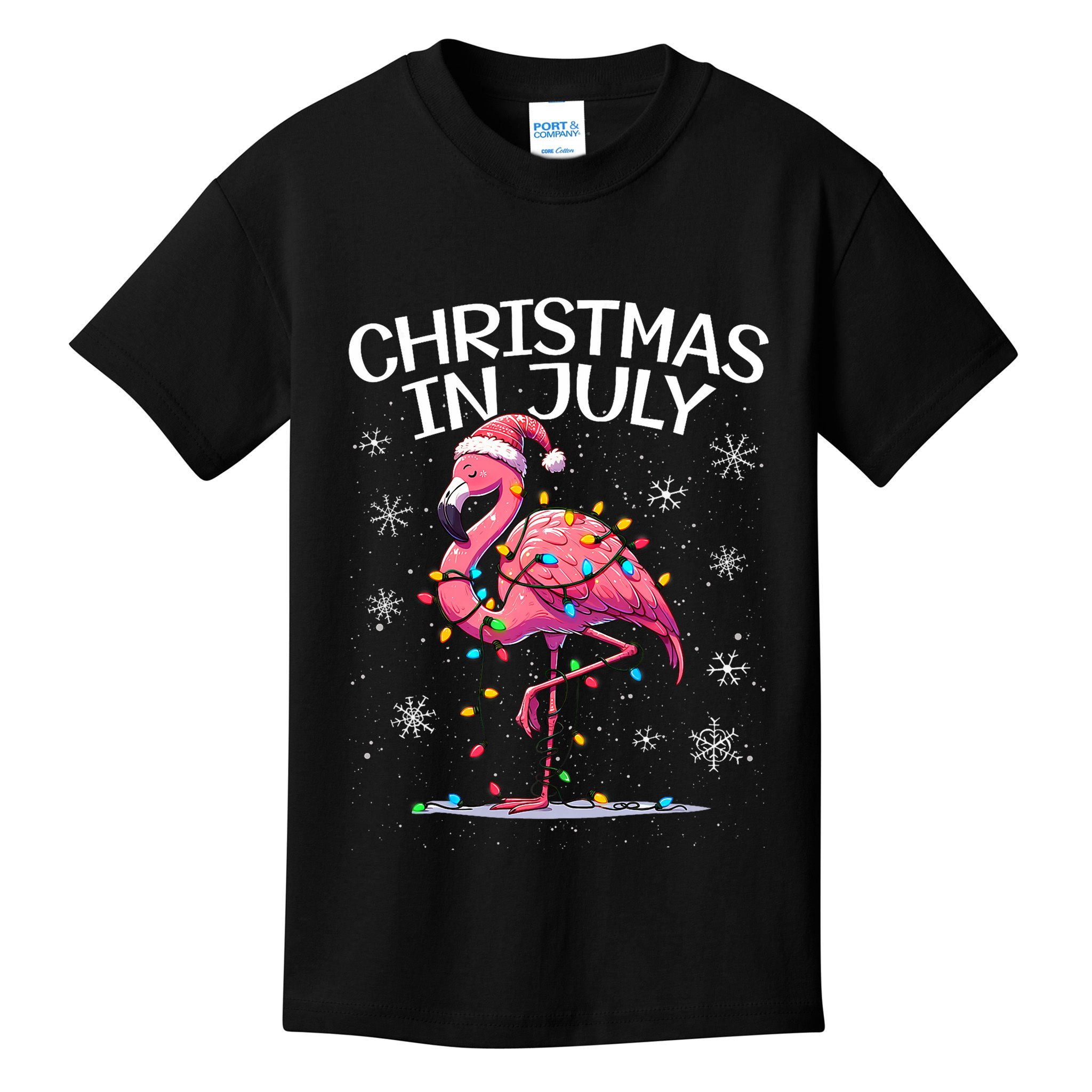 Christmas In July Flamingo Santa Summer Xmas Kids T-Shirt
