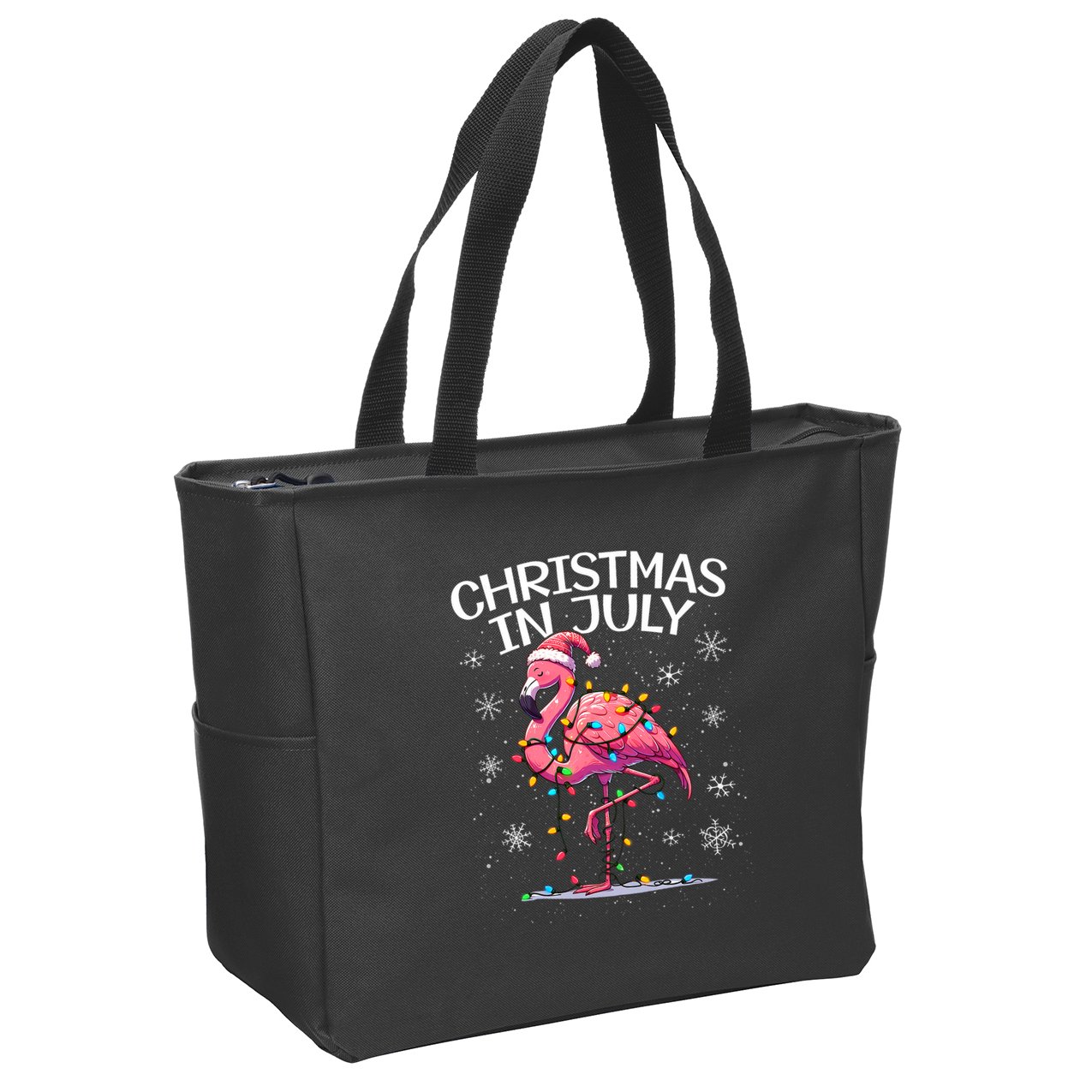 Christmas In July Flamingo Santa Summer Xmas Zip Tote Bag