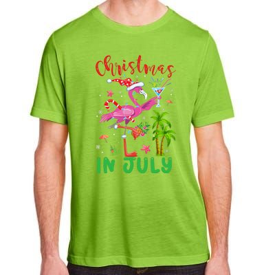 Christmas In July Flamingo Santa Summer Xmas Adult ChromaSoft Performance T-Shirt