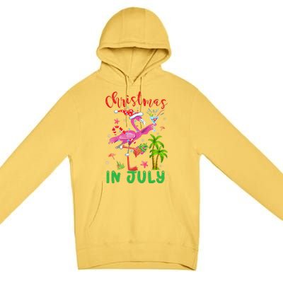 Christmas In July Flamingo Santa Summer Xmas Premium Pullover Hoodie