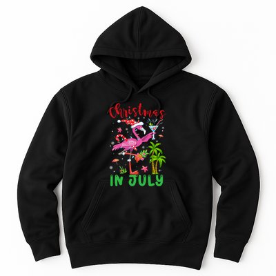Christmas In July Flamingo Santa Summer Xmas Hoodie