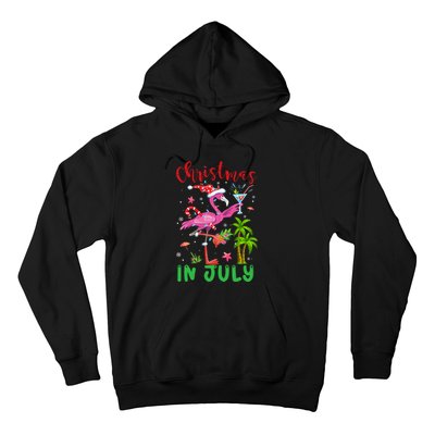 Christmas In July Flamingo Santa Summer Xmas Hoodie