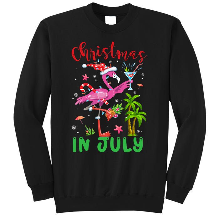 Christmas In July Flamingo Santa Summer Xmas Sweatshirt