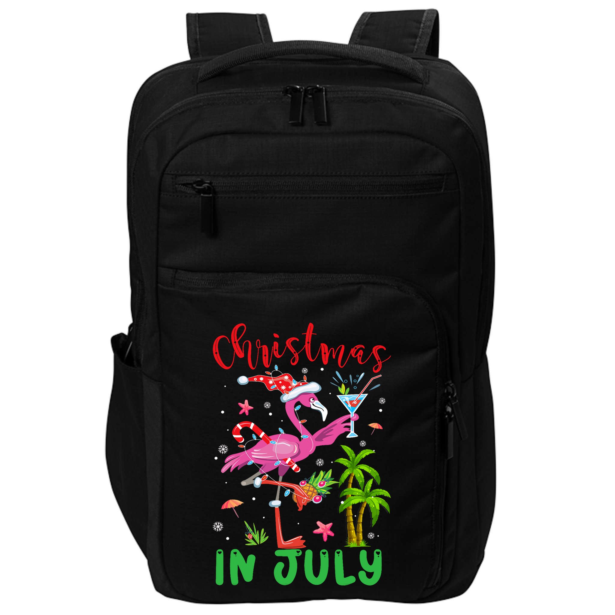 Christmas In July Flamingo Santa Summer Xmas Impact Tech Backpack