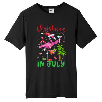 Christmas In July Flamingo Santa Summer Xmas Tall Fusion ChromaSoft Performance T-Shirt