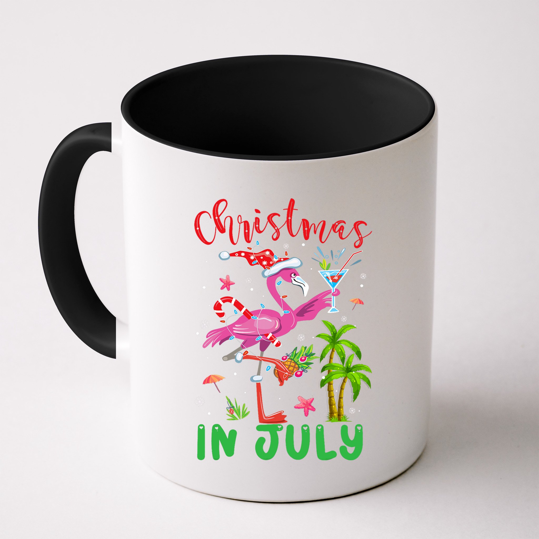 Christmas In July Flamingo Santa Summer Xmas Mug