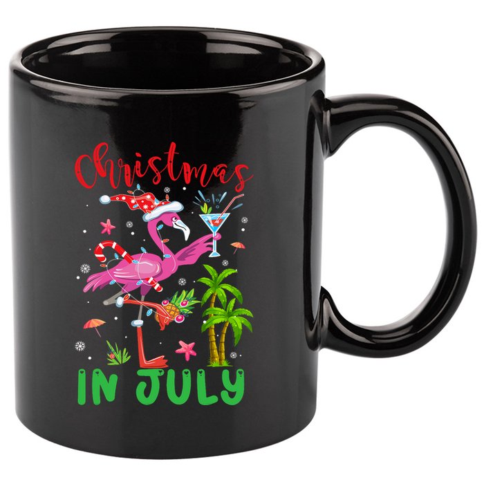 Christmas In July Flamingo Santa Summer Xmas 11oz C Handle Ceramic Mug