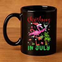 Christmas In July Flamingo Santa Summer Xmas 11oz C Handle Ceramic Mug