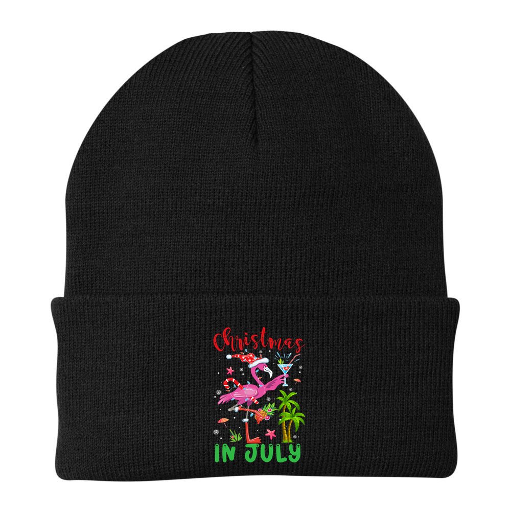 Christmas In July Flamingo Santa Summer Xmas Beanie