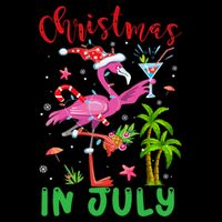 Christmas In July Flamingo Santa Summer Xmas Drawstring Bag