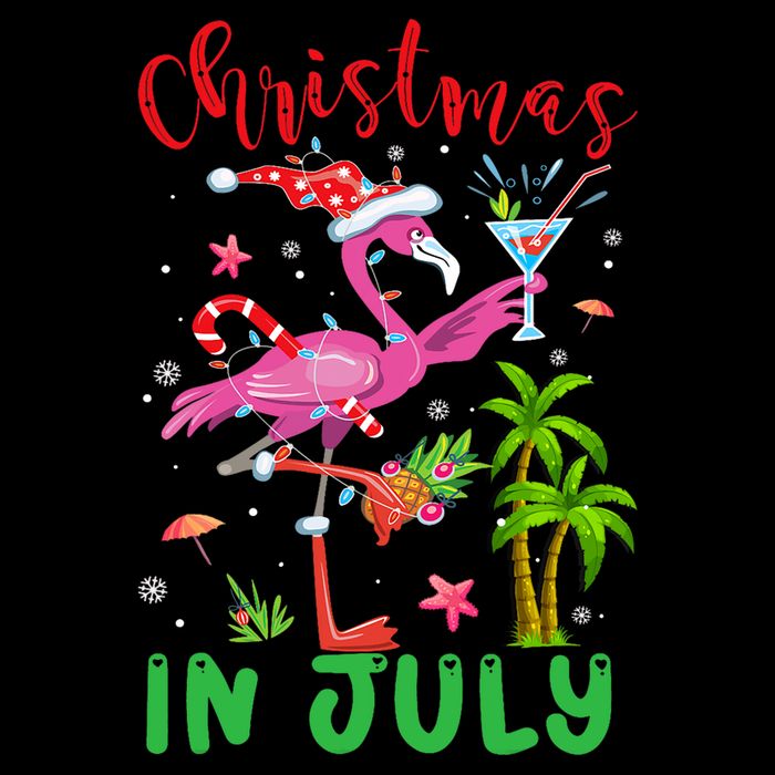 Christmas In July Flamingo Santa Summer Xmas Drawstring Bag