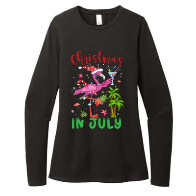 Christmas In July Flamingo Santa Summer Xmas Womens CVC Long Sleeve Shirt