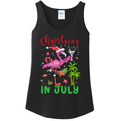 Christmas In July Flamingo Santa Summer Xmas Ladies Essential Tank