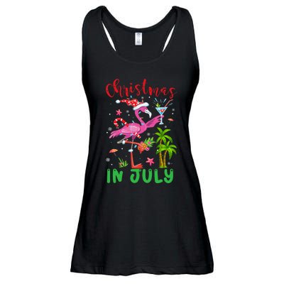 Christmas In July Flamingo Santa Summer Xmas Ladies Essential Flowy Tank