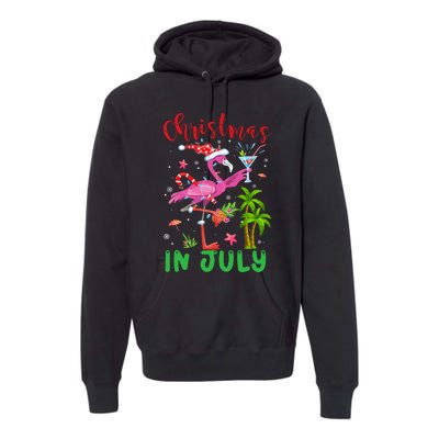 Christmas In July Flamingo Santa Summer Xmas Premium Hoodie