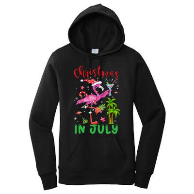 Christmas In July Flamingo Santa Summer Xmas Women's Pullover Hoodie